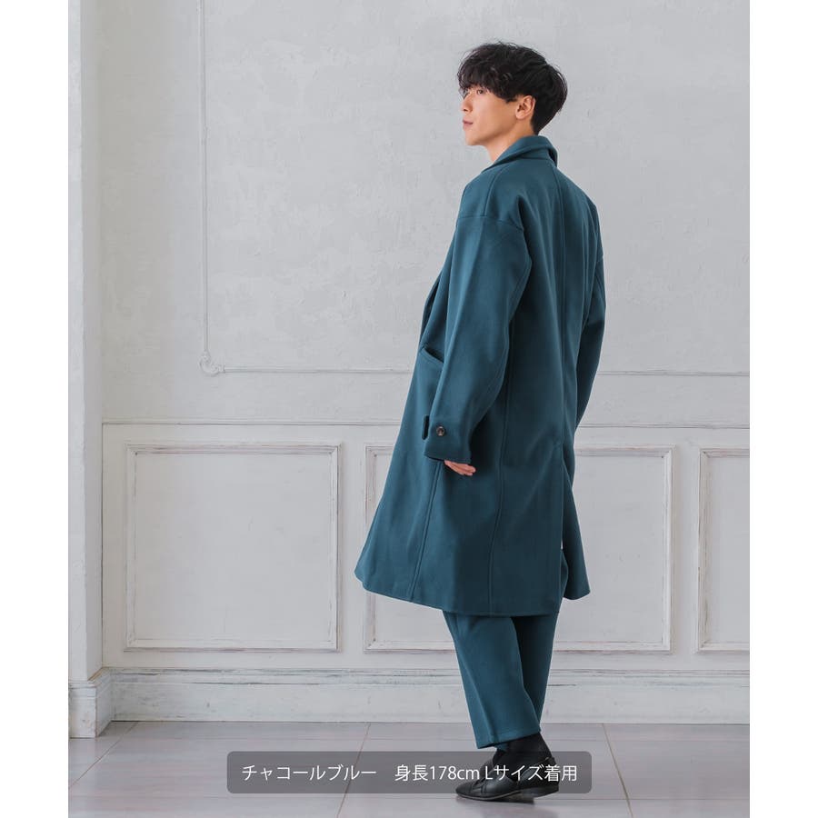 極美品 ブルーワーク ダブルメルトン チェスター フィールドコート S  