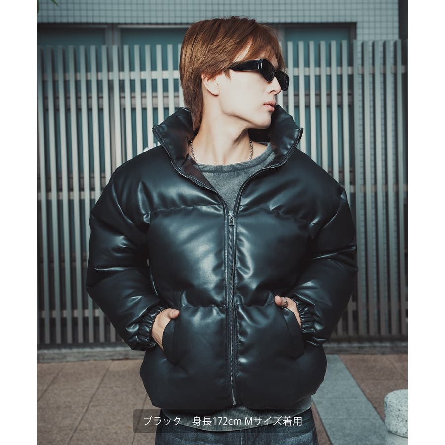 ダウンジャケット メンズ シンセティックレザー[品番：IP000007392