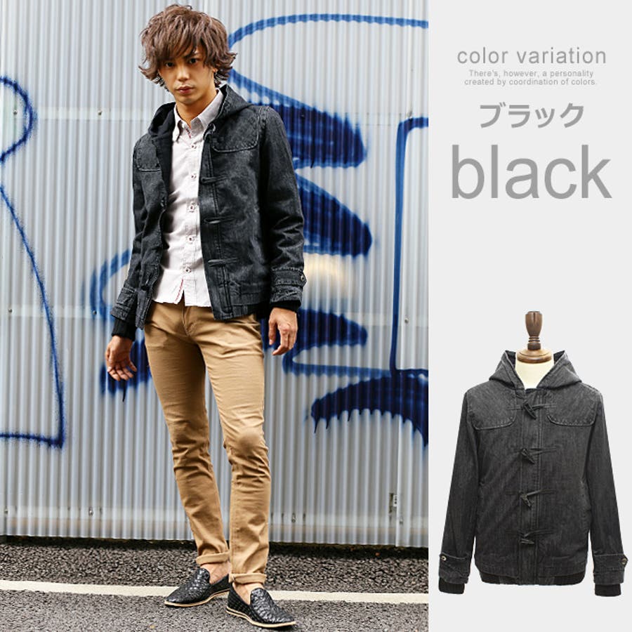デニムショートダッフルコート メンズファッション コート[品番