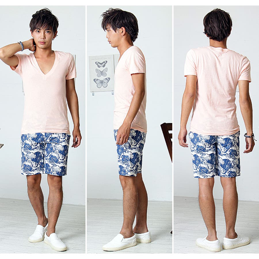 ハーフパンツ メンズボタニカル柄 ショートパンツ[品番：IP000002452