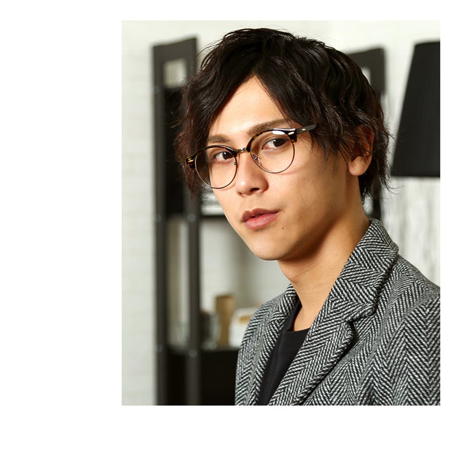 メンズファッション 伊達メガネ メンズボストン型伊達メガネ