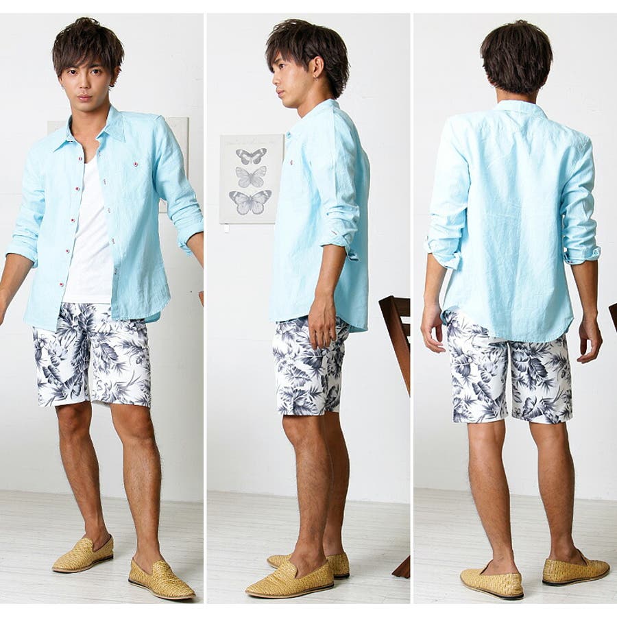 ハーフパンツ メンズボタニカル柄 ショートパンツ[品番：IP000002479