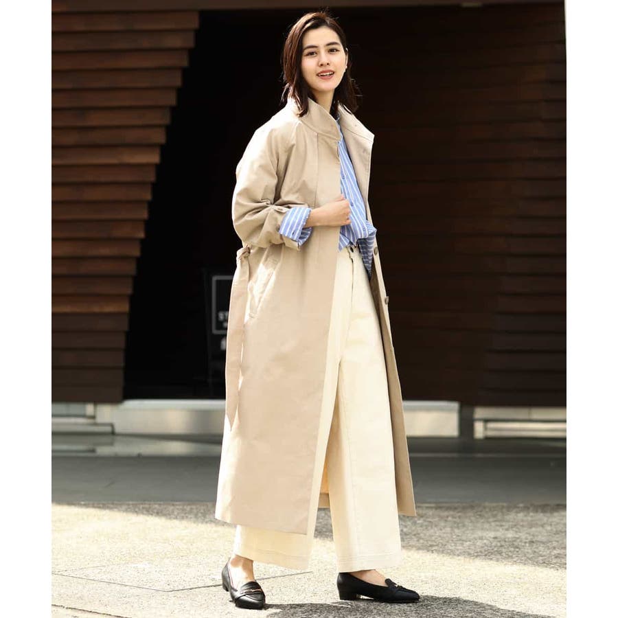 【美品】リヴドロワ スプリングロングコート ベージュ センターホック 美品】リヴドロワ スプリングロングコート ベージュ センターホック