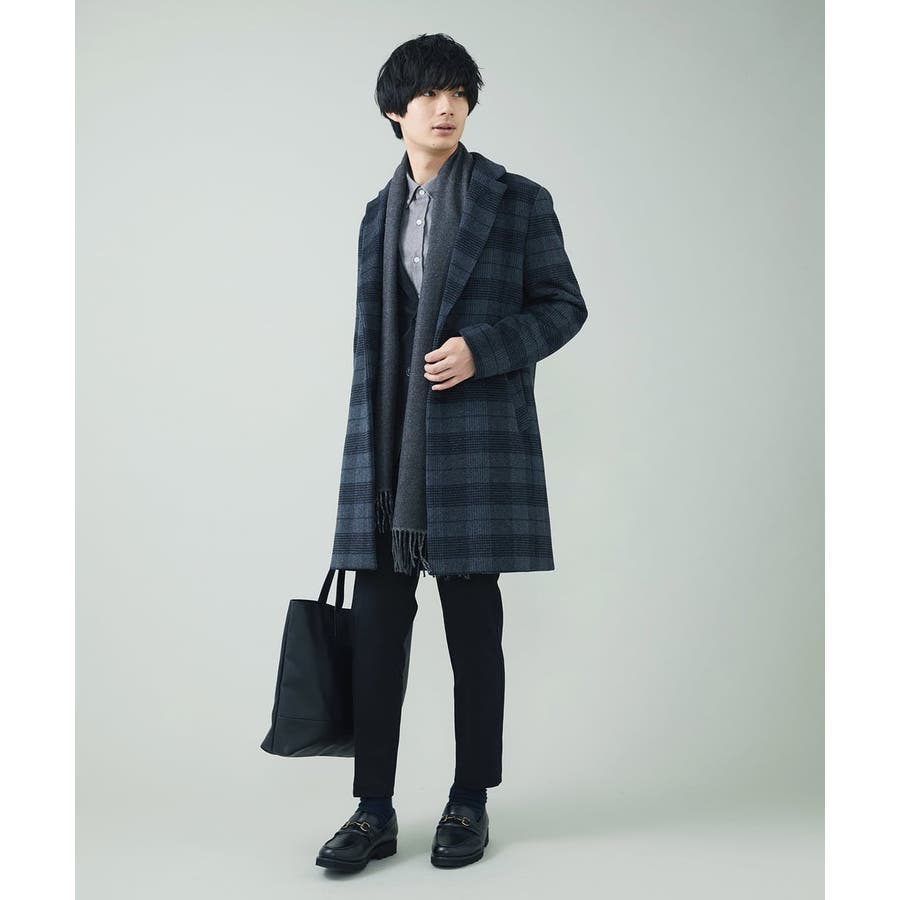S-XXL】チェック柄ウールチェスターコート[品番：ITKW0007248