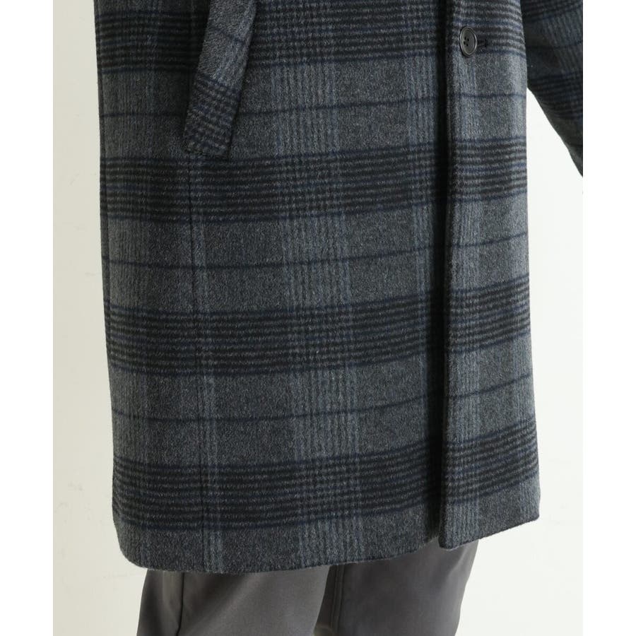 S-XXL】チェック柄ウールチェスターコート[品番：ITKW0007248