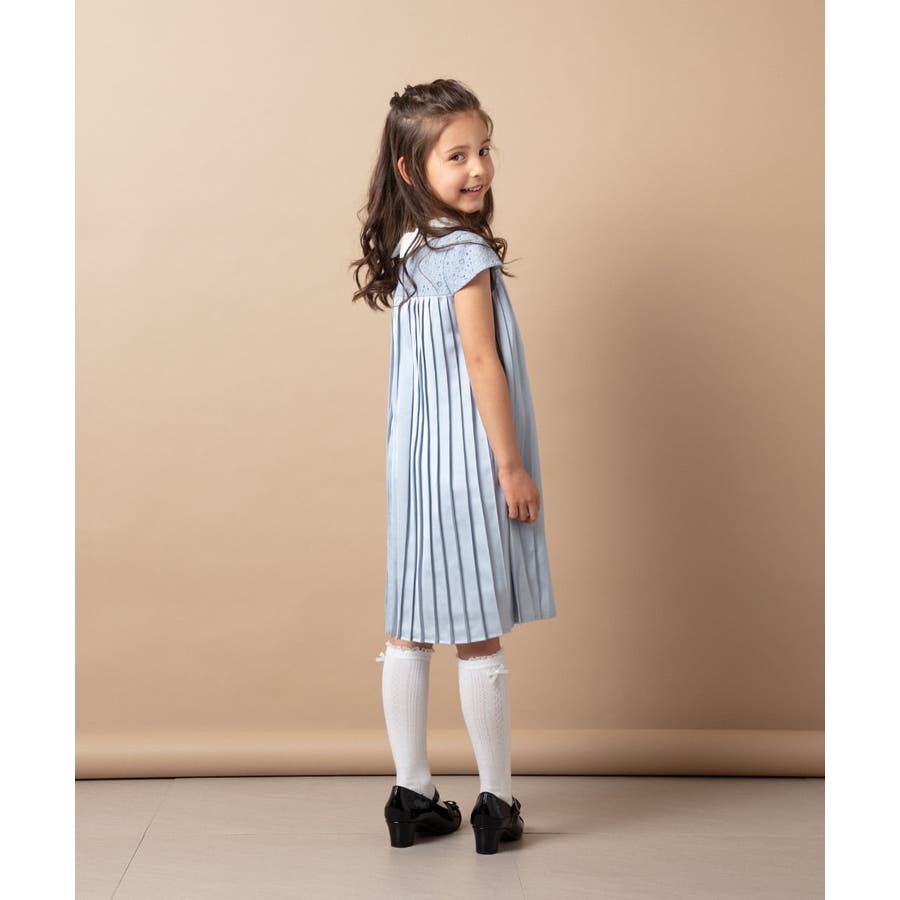 110-130]【セレモニースタイル】サテンプリーツワンピース[品番  