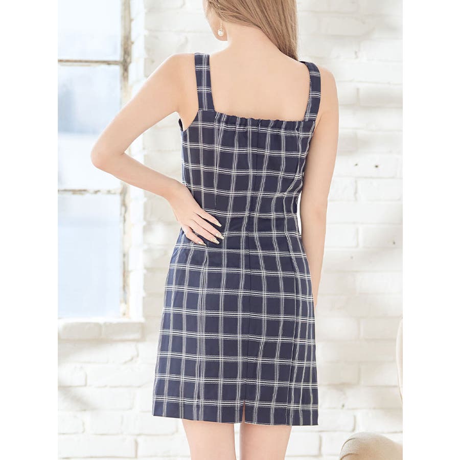 チェック柄タイトミニドレス ダブルボタン ノースリーブ[品番：SGRW0000054]｜DressShop  JEWELS（ドレスショップジュエルズ）のレディースファッション通販｜SHOPLIST（ショップリスト）