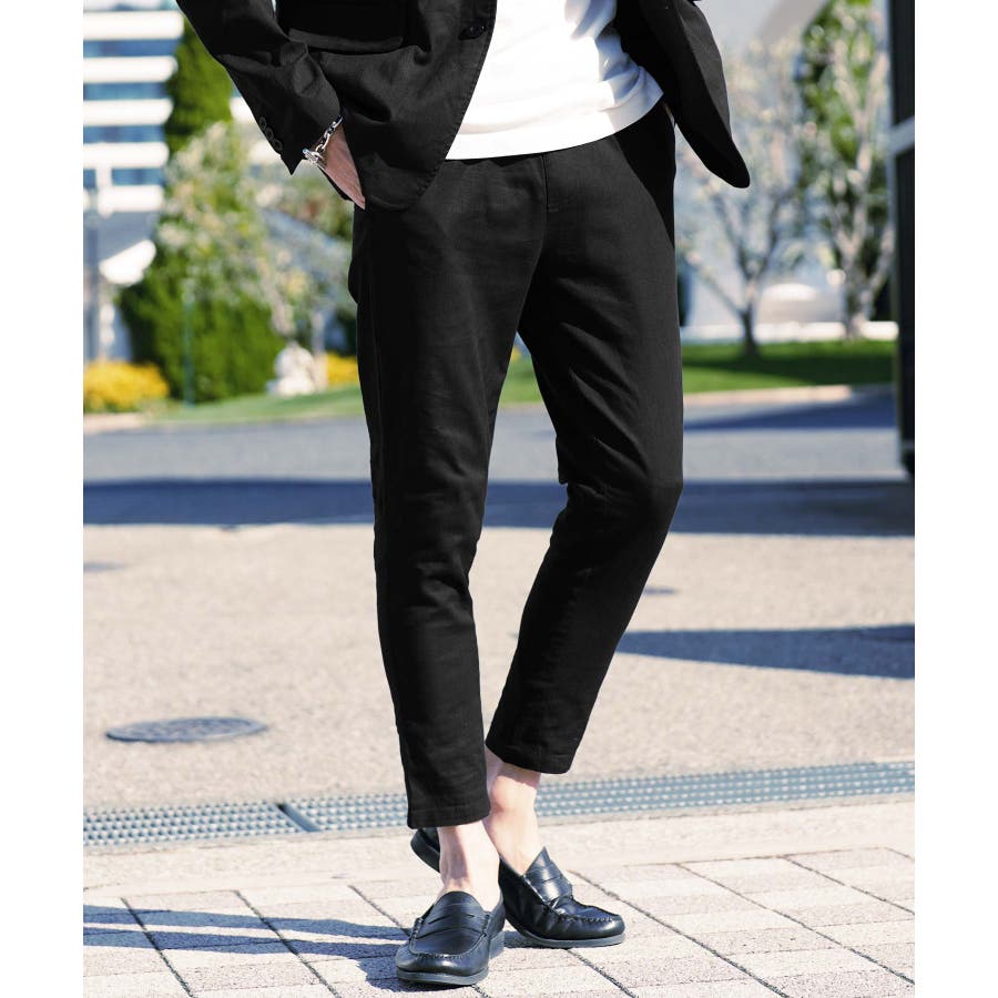 アンクルパンツ メンズ 綿麻ストレッチイージーアンクルスラックス リネン パンツ 品番：JG000013786 ｜JIGGYS SHOP