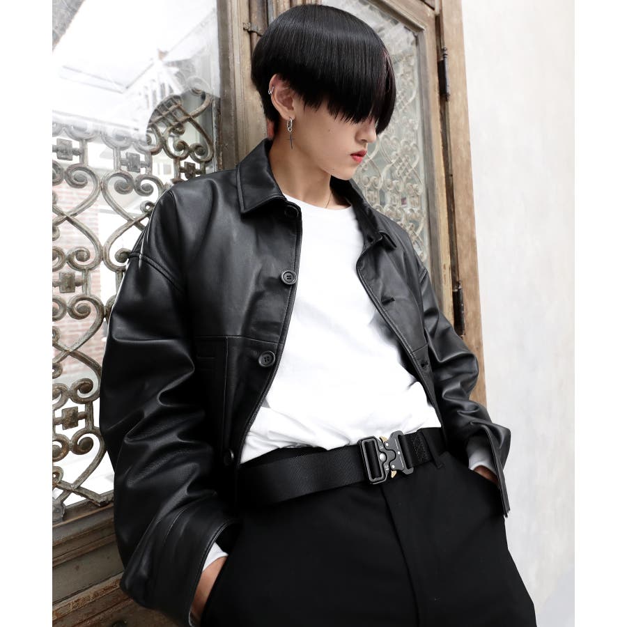 韓国 ファッション メンズ 定番 オーバーサイズ レザージャケット