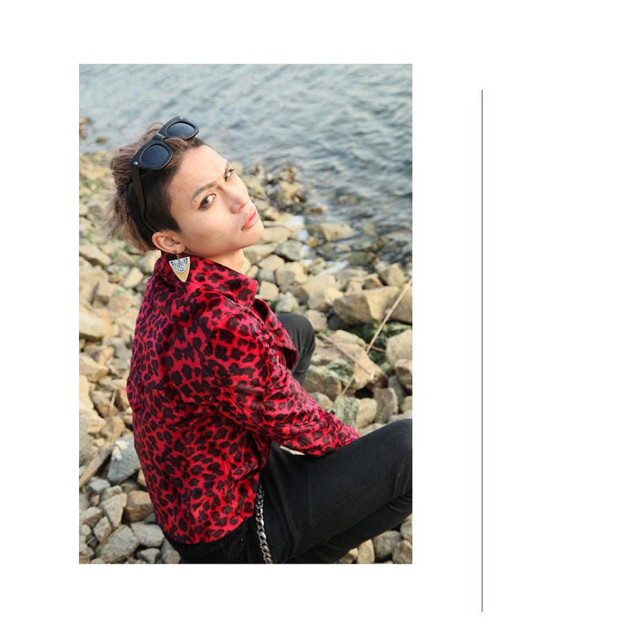 ◇SEANA レッドレオパード ダブルライダースジャケット◇ライダース