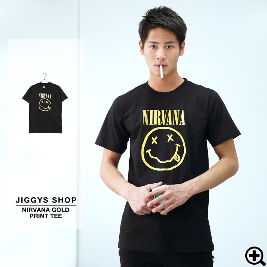 ◇NIRVANA ゴールドプリントTシャツ◇[品番：JG000009393]｜JIGGYS