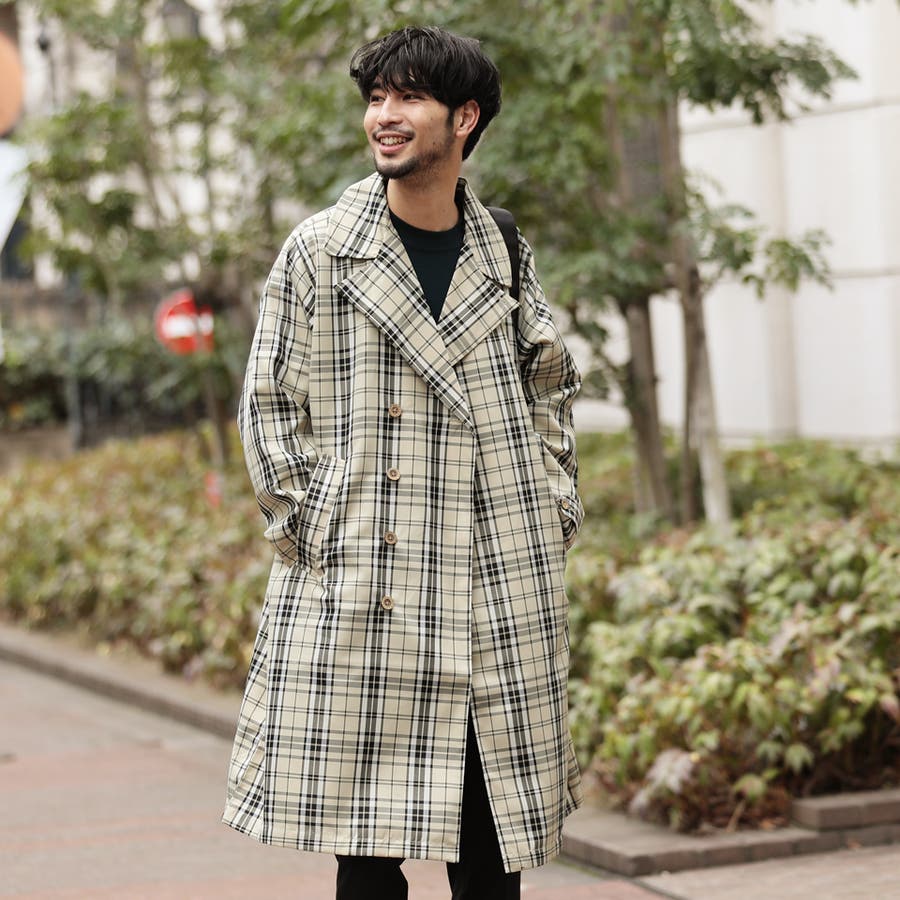 定番◇チェックオーバーサイズトレンチコート◇[品番：JG000011862]｜JIGGYS  SHOP（ジギーズショップ）のメンズファッション通販｜SHOPLIST（ショップリスト）