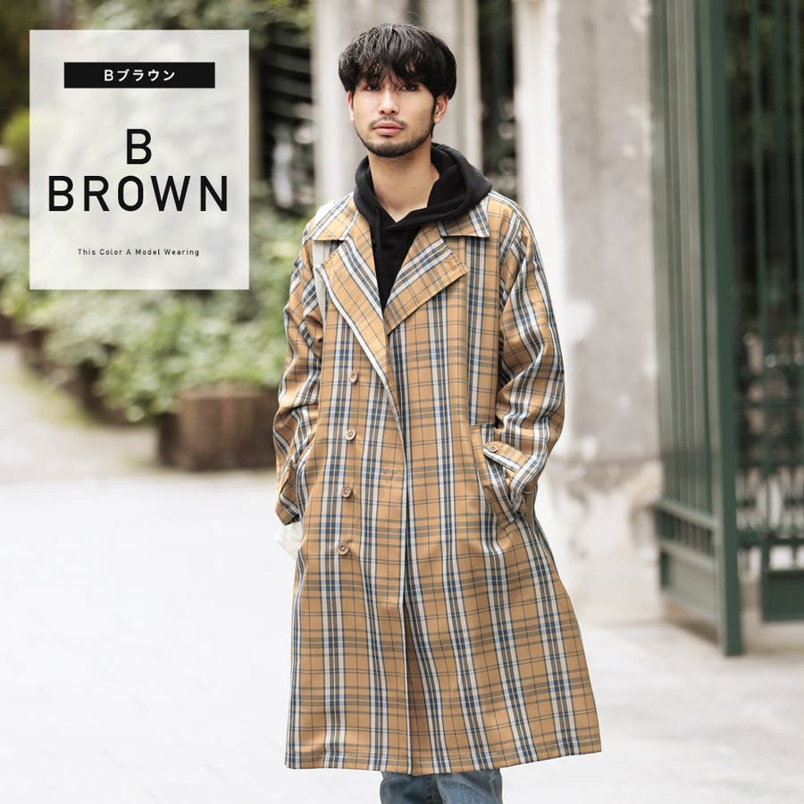 定番◇チェックオーバーサイズトレンチコート◇[品番：JG000011862]｜JIGGYS  SHOP（ジギーズショップ）のメンズファッション通販｜SHOPLIST（ショップリスト）