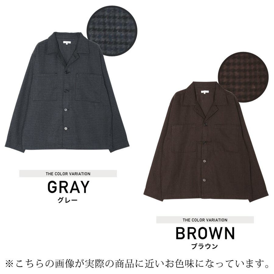 定番◇ウールライク千鳥柄ワークシャツジャケット◇テーラード