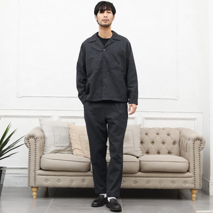 定番◇ウールライク千鳥柄ワークシャツジャケット◇テーラード