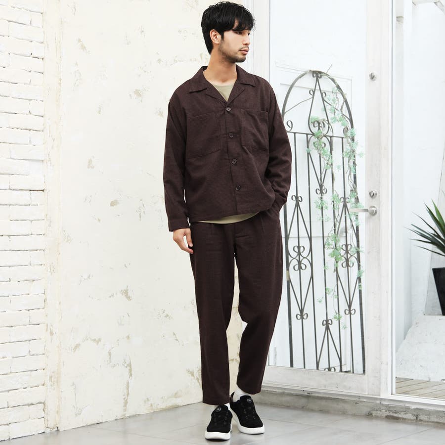 定番◇ウールライク千鳥柄ワークシャツジャケット◇テーラード