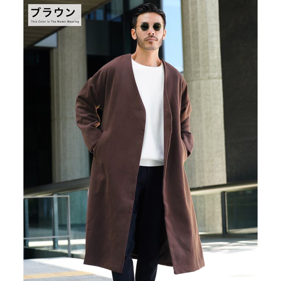 ◆ノーカラー ロングコート◆コート メンズコート