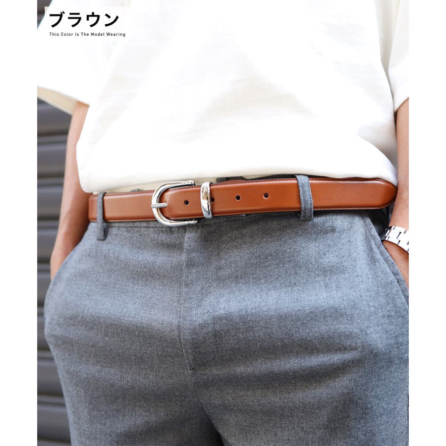 日本製 30mm幅 ECOレザー メタルループベルト[品番：JG000013373