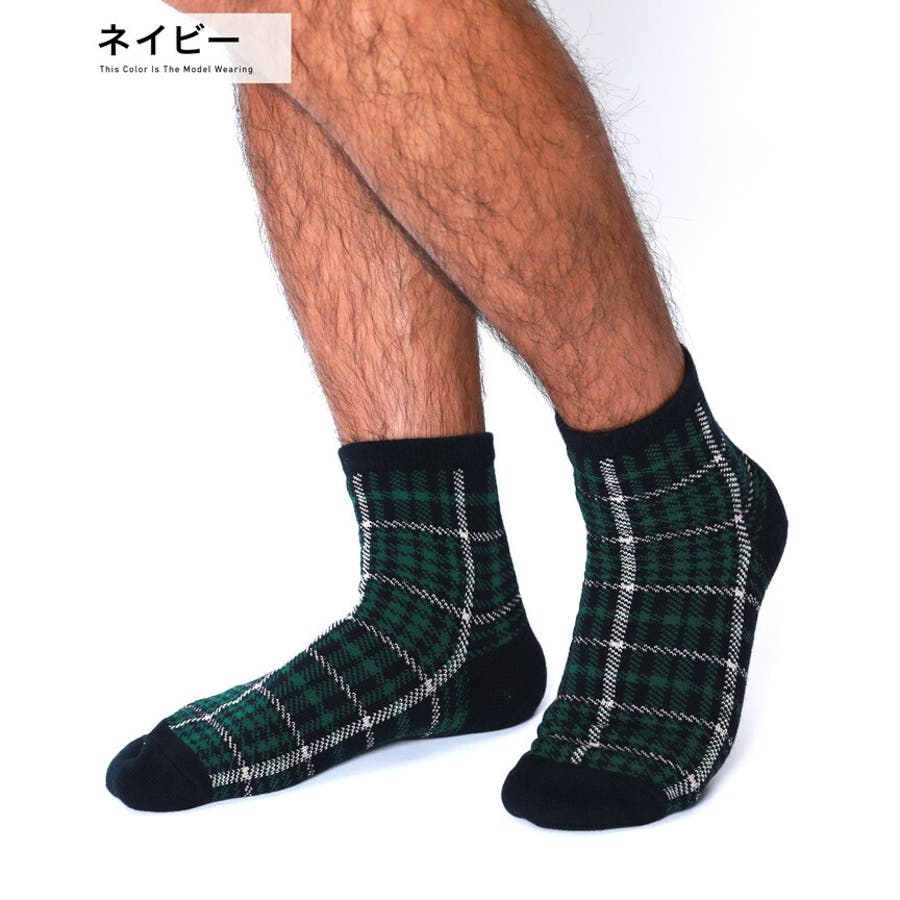 チェック柄ソックス / 靴下 メンズ ブロックチェック ankoROCK