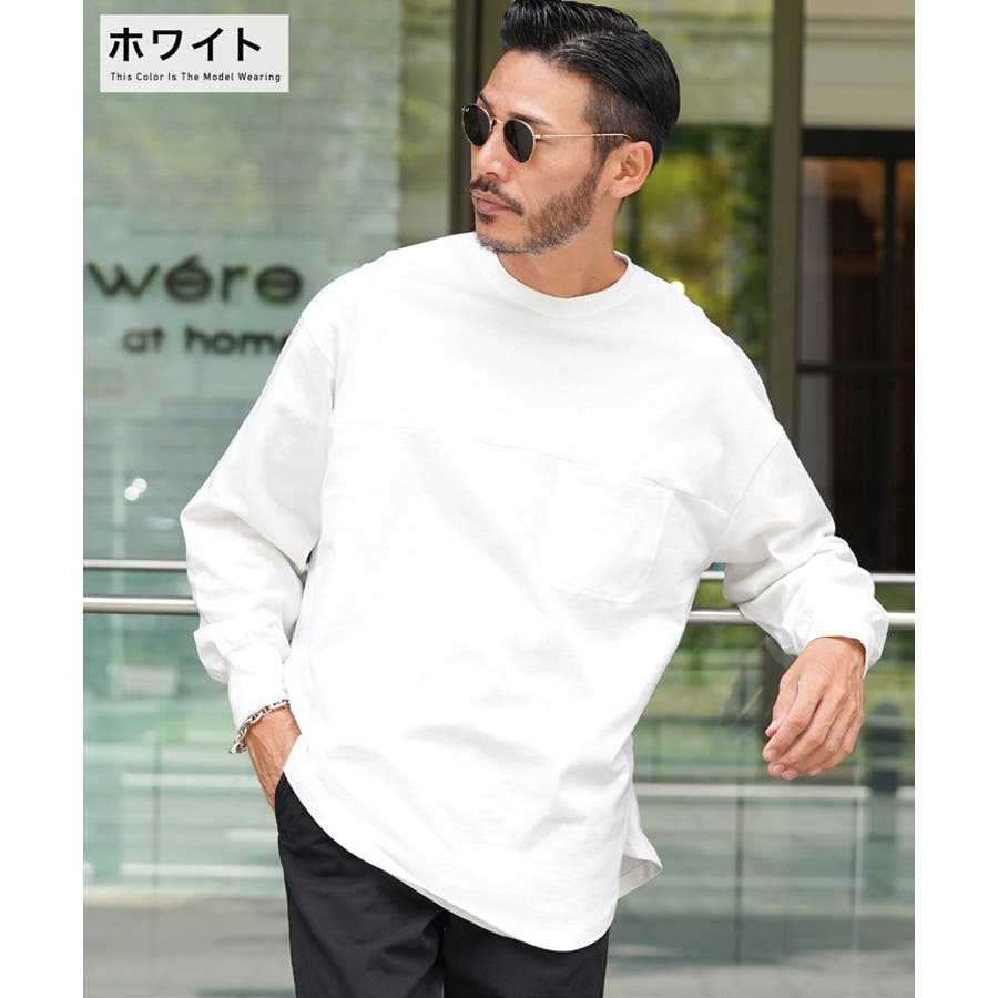 ベージュ】◇USコットン胸ポケットクルーネックロンT◇ロンT メンズ T