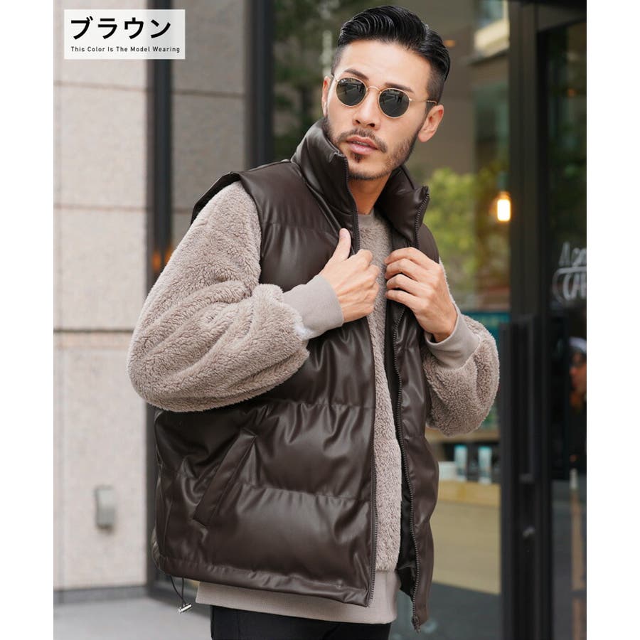 ◆PUレザー 中綿ベスト◆ベスト ジレ