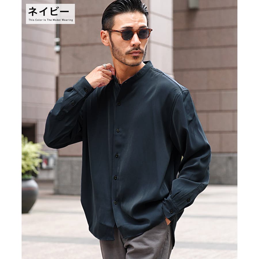 最も完璧な ◇ポリトロバンドカラーシャツ◇長袖シャツ メンズ カジュアル トップス