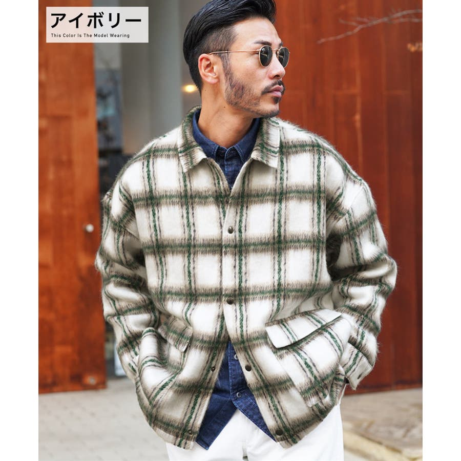 ◆シャギーチェックシャツブルゾン◆シャツジャケット シャツブルゾン ブルゾン
