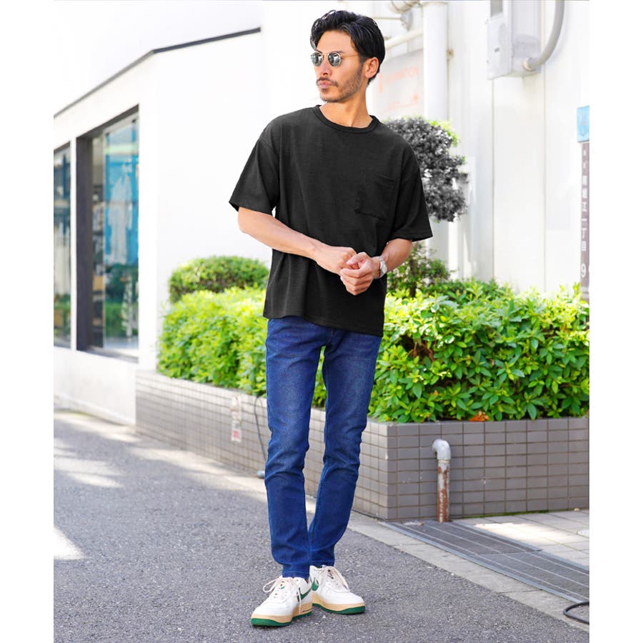 ◇楊柳ジャガード半袖ポケットクルーT◇Tシャツ メンズ おしゃれ[品番