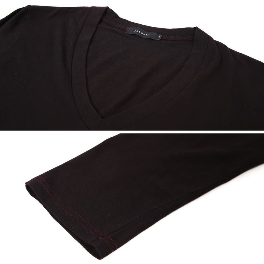 ◇ディープVネックスリムフィット7分袖Tシャツ◇7分袖 Tシャツ