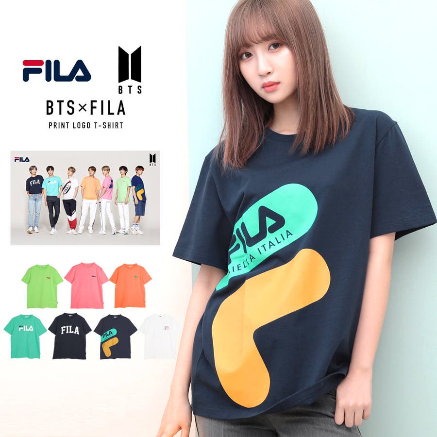 【ライトグリーン V】韓国 Tシャツ メンズ 服 BTS×FILA Tシャツ