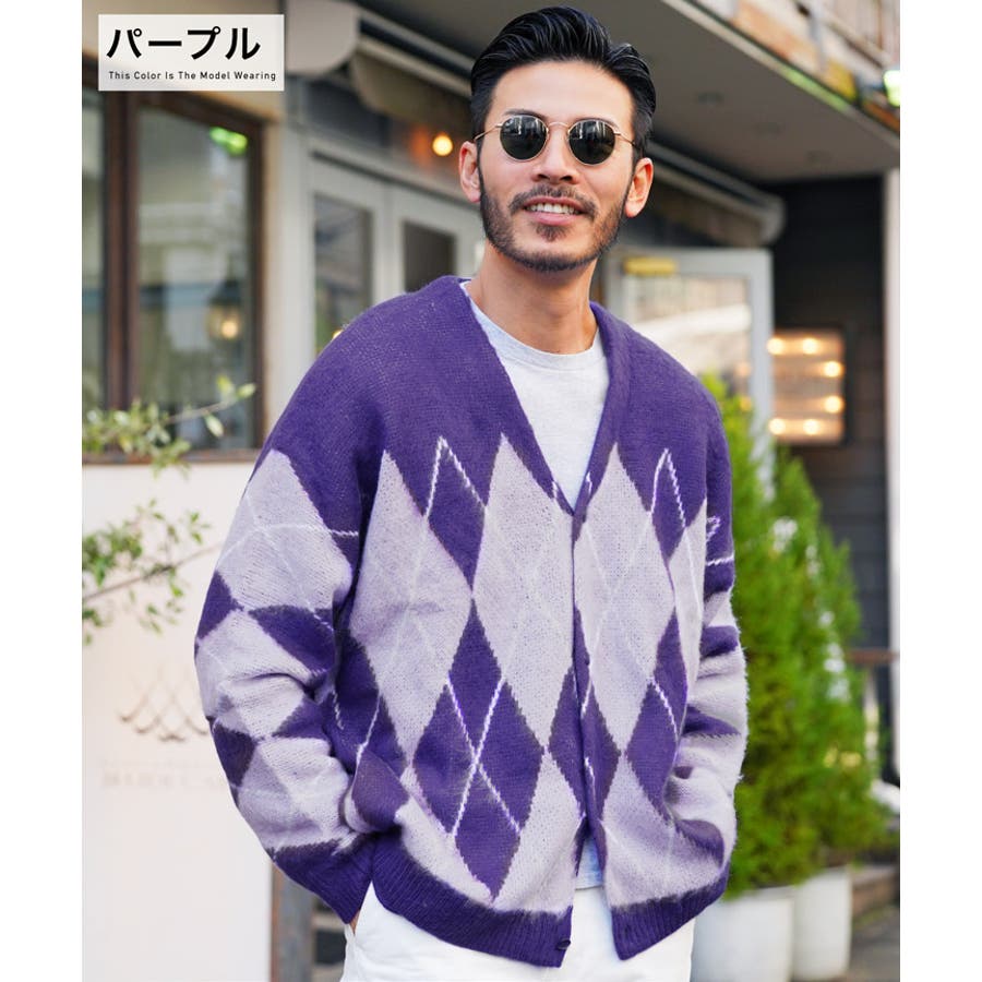 モヘアライク アーガイルカーディガン カーディガン メンズ[品番：JG000013627]｜JIGGYS  SHOP（ジギーズショップ）のメンズファッション通販｜SHOPLIST（ショップリスト）