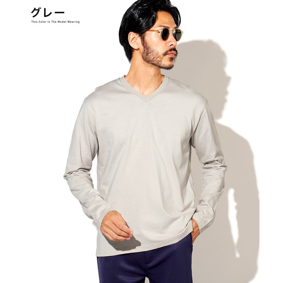 定番◇コットンVネックロンT◇カットソー メンズ ロンT[品番 定番◇コットンVネックロンT◇カットソー メンズ ロンT[品番