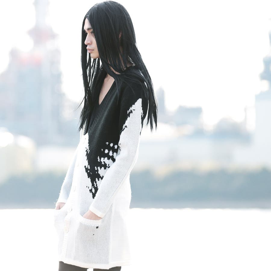 SEANA ジャガードロングニットカーディガン カーディガン 
