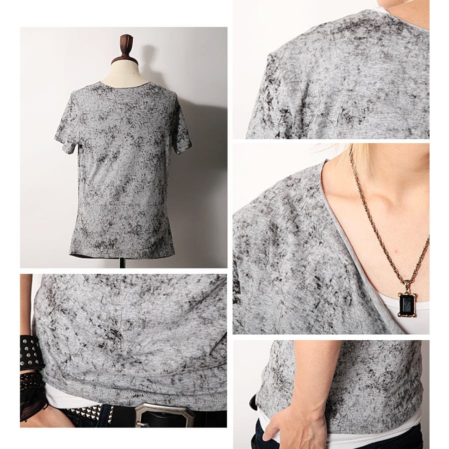 ◇Roshell(ロシェル) ムラ染めカットオフドレープ半袖Tシャツ◇お兄系