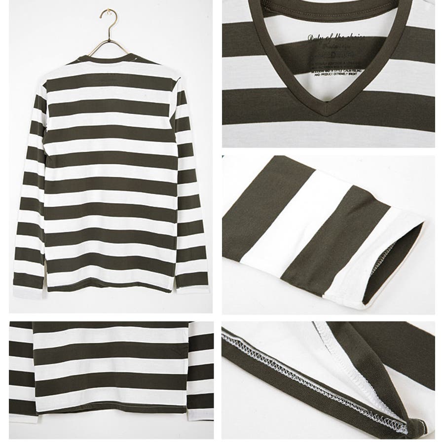 ◇先染めボーダーVネックロンT◇お兄系 Men s[品番：JG000002779