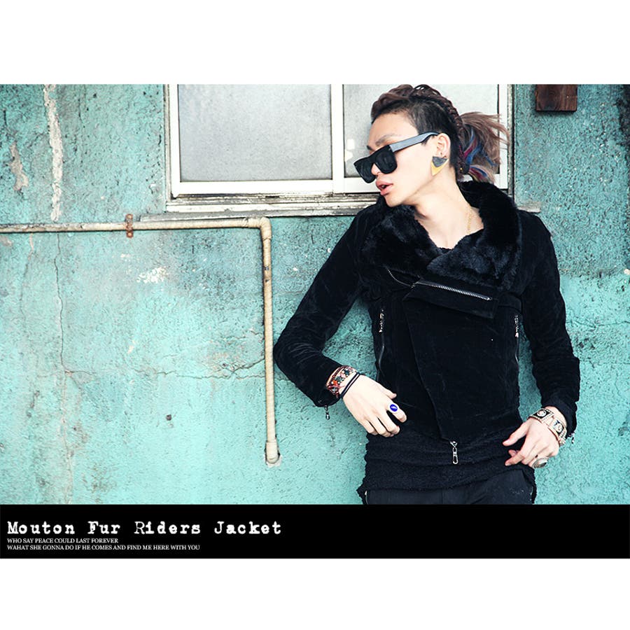 ◇SEANA(シーナ) フェイクムートンファーライダースジャケット 