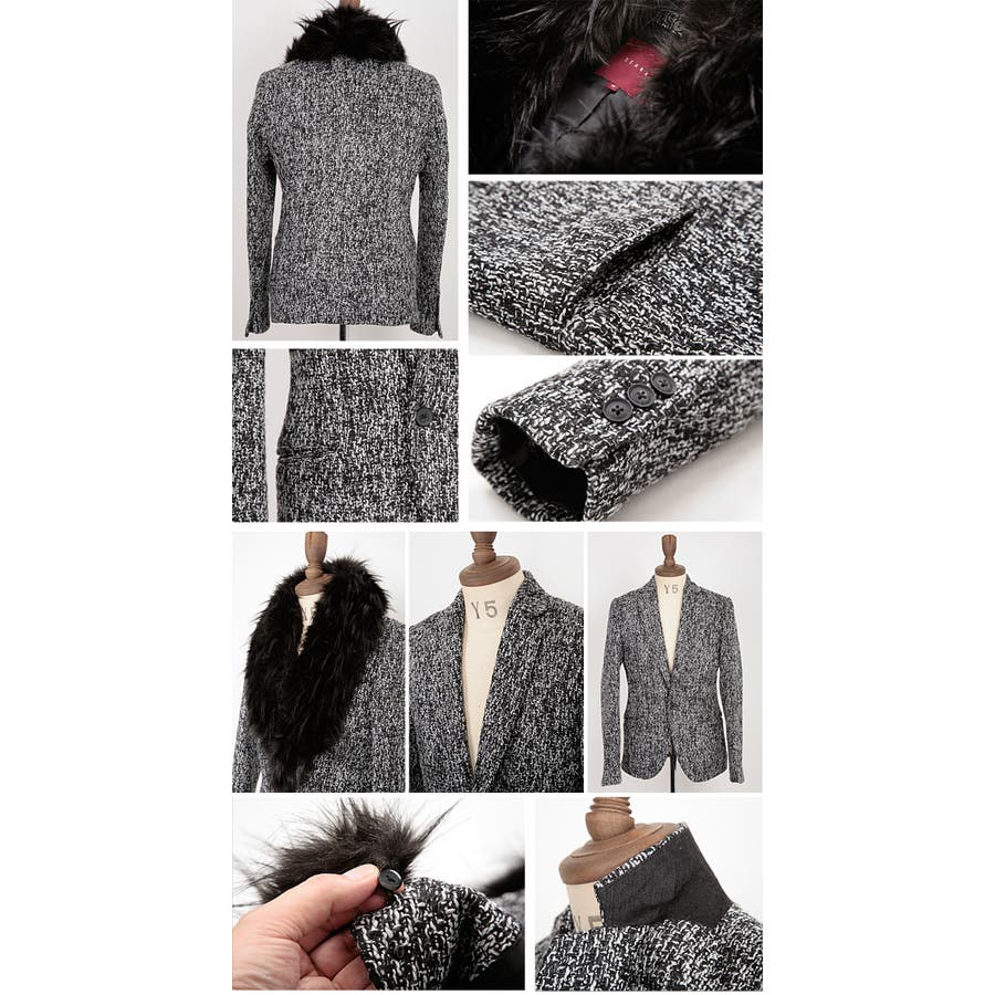 ◇SEANA(シーナ) ファーカラーツイードジャケット◇[品番