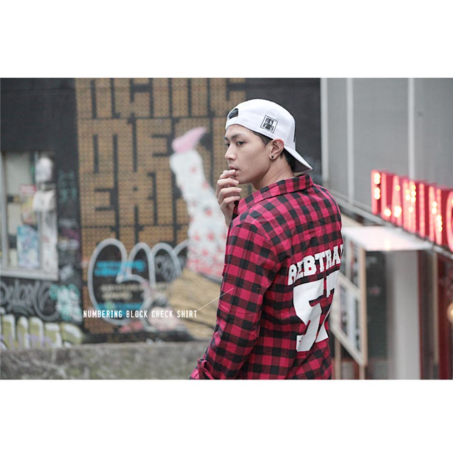 rebtrait ナンバリングブロックチェックシャツ ◇REBTRAIT ナンバリングブロック チェックシャツ◇シャツ[品番
