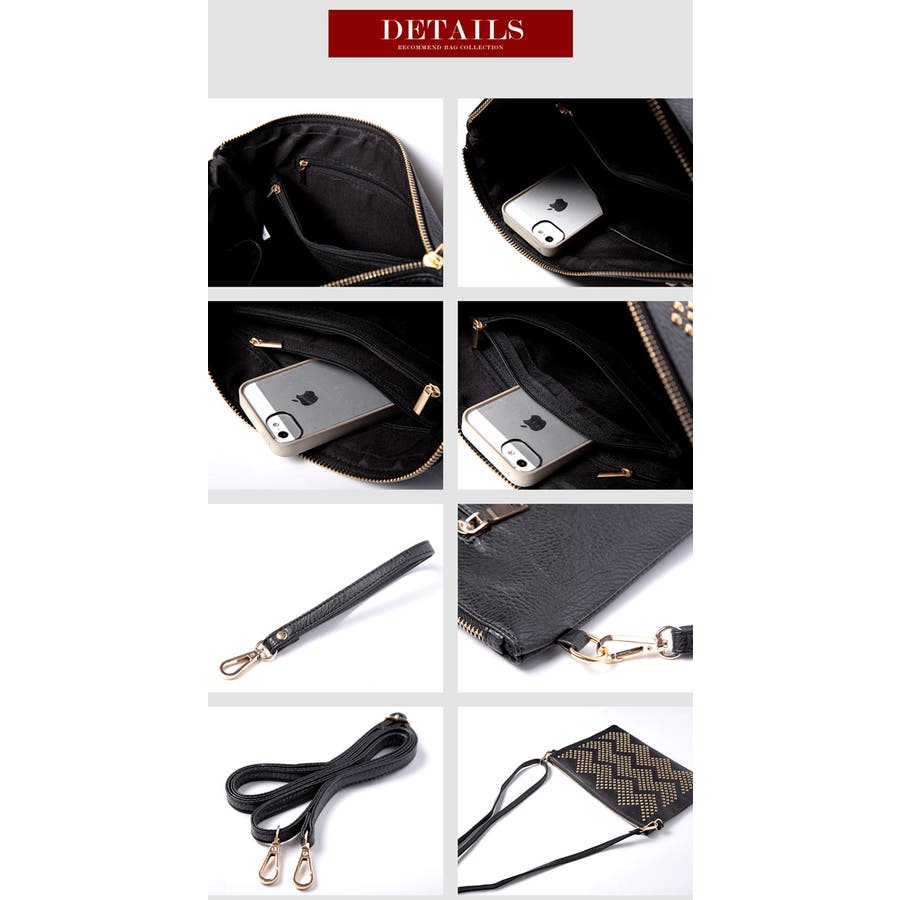 ◇SEANA ゴールド スタッズクラッチバッグ◇クラッチバッグ[品番