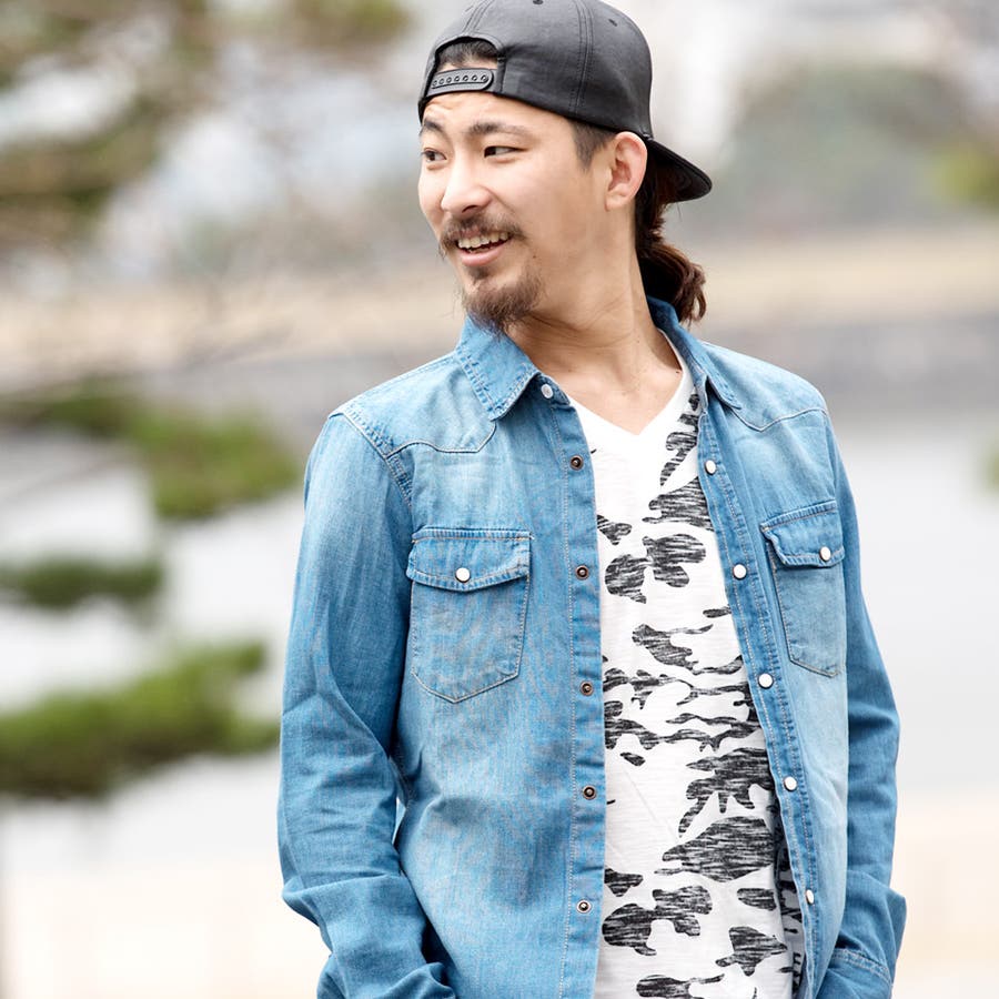 ◇裏刷り 迷彩柄 VネックTシャツ◇Tシャツ[品番：JG000008402