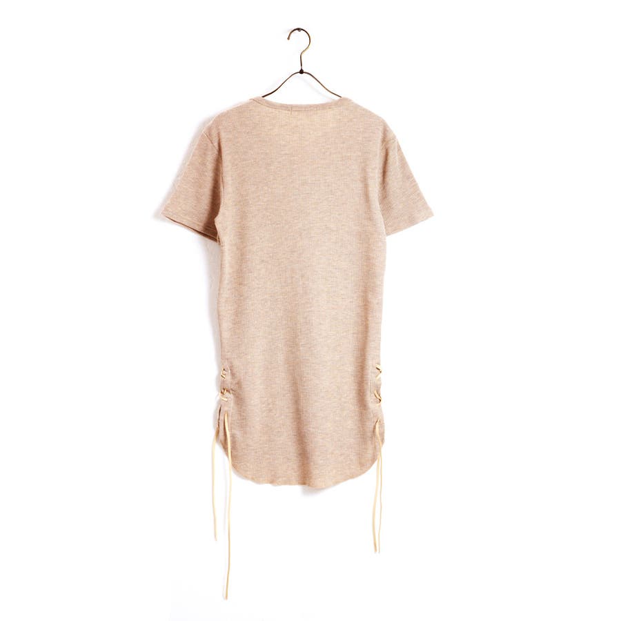 ◇サーマルレースアップロング丈Tシャツ◇Tシャツ メンズ 半袖