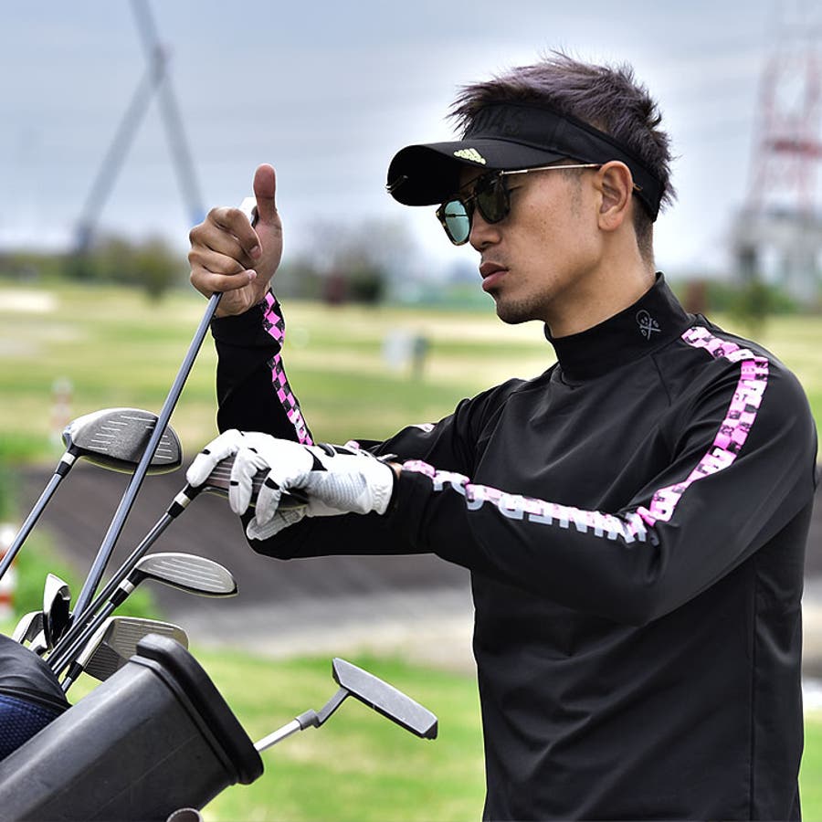 ピン メリノアンダーシャツ Mサイズ メンズ ブラック ゴルフウェア素材 