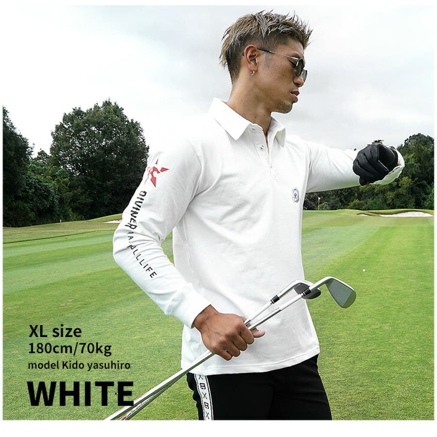 【ホワイト】DIVINER GOLF（ディバイナーゴルフ）『長袖ロゴ 