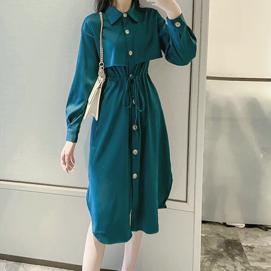 シャツワンピース 襟付き フロントボタン[品番：JSFW0008303]｜JS