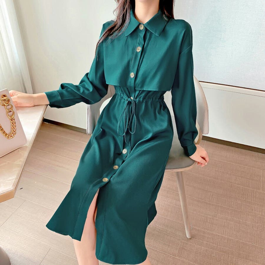 シャツワンピース 襟付き フロントボタン[品番：JSFW0008303]｜JS