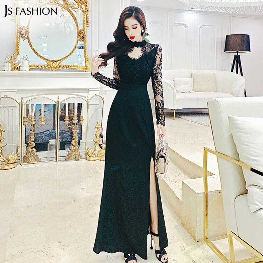 パーティードレス ロングドレス 深いスリット入り[品番：JSFW0008237]｜JS  FASHION（ジェーエスファッション）のレディースファッション通販｜SHOPLIST（ショップリスト）