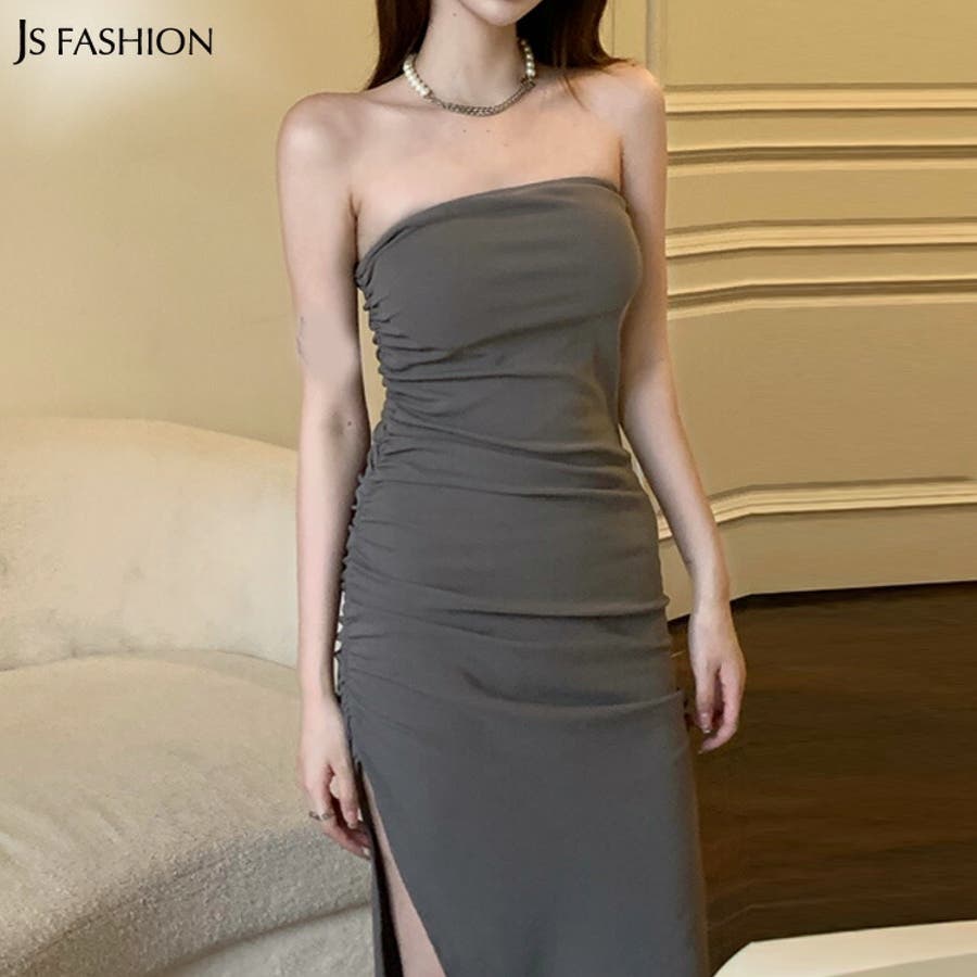 ベアトップワンピース 全2色 カップ付き[品番：JSFW0008640]｜JS