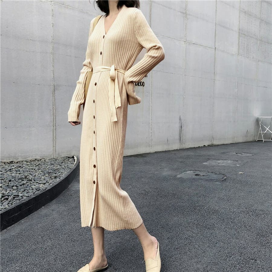 ロングカーディガン ニットワンピース フロントボタン[品番：JSFW0008813]｜JS  FASHION（ジェーエスファッション）のレディースファッション通販｜SHOPLIST（ショップリスト）
