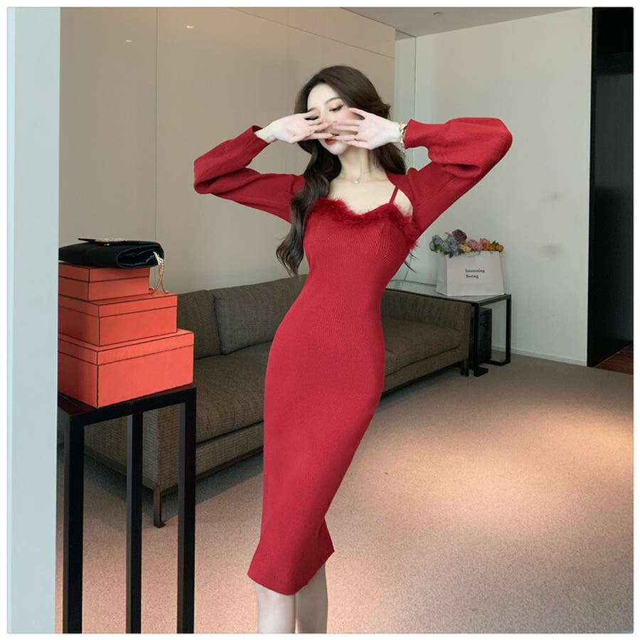 ニットワンピース 全4色 ショート丈カーディガン付き[品番：JSFW0010035]｜JS  FASHION（ジェーエスファッション）のレディースファッション通販｜SHOPLIST（ショップリスト）