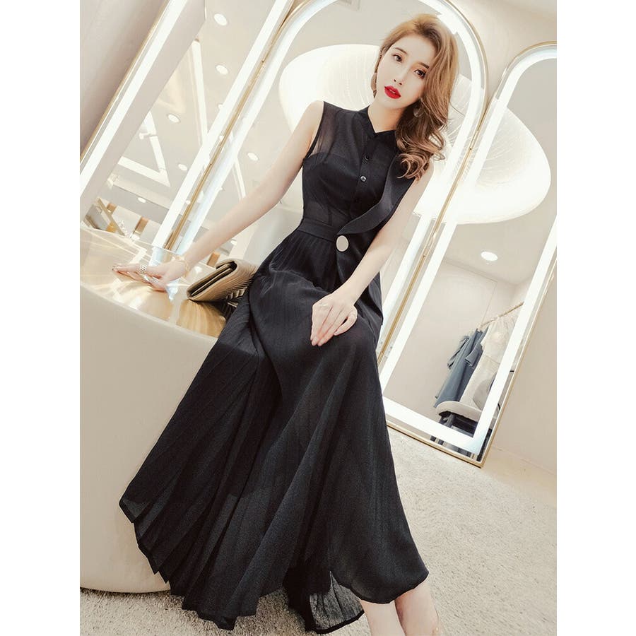 ロングワンピース パーティードレス 黒[品番：JSFW0009304]｜JS